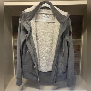 Hollister Zip- Up Teddy Jacket with Cozy Fleece Interior & A Hoodie